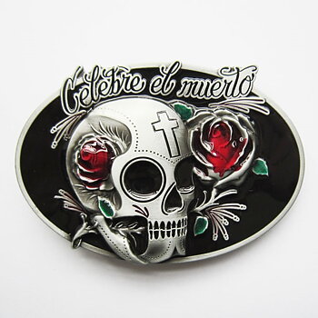Vintage Distressed Tattoo Skull Belt Buckle (10,5x7,5 cm)