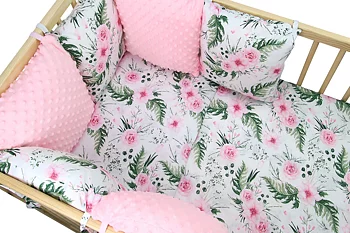 Påslakanset, Spjälsäng Blommor inkl. täcke och kudde - Vit (4 delar)