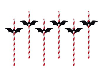 Sugrör Halloween Fladdermus 6-pack 19.5 cm
