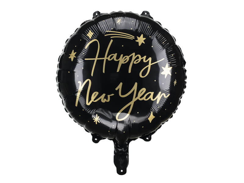 Folieballong Svart Happy New Year