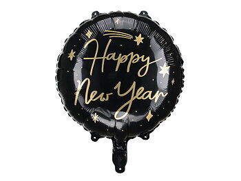 Folieballong Svart Happy New Year