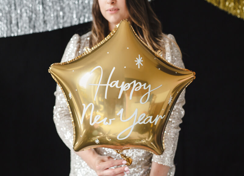 Folieballong Guld Happy New Year - 2