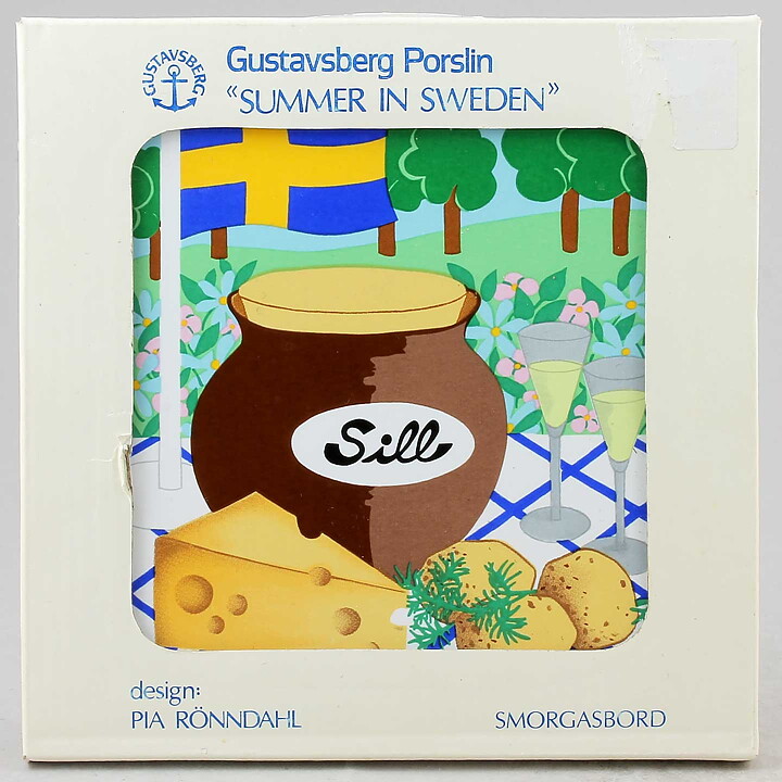 Pia Rönndahl (Summer in Sweden 1985) Smorgasbord Wall Plaque 15 cm with Box