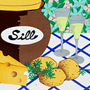 Pia Rönndahl (Summer in Sweden 1985) Smorgasbord Wall Plaque 15 cm with Box