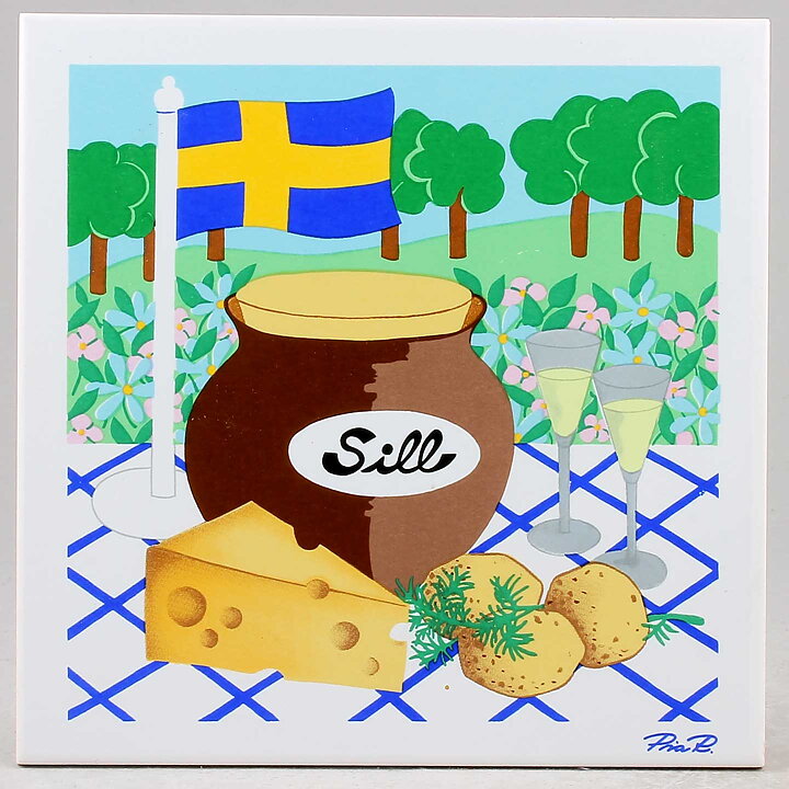 Pia Rönndahl (Summer in Sweden 1985) Smorgasbord Wall Plaque 15 cm with Box