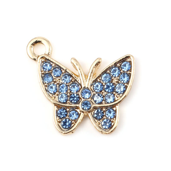 Charm -   butterfly, rhinestones,  blue