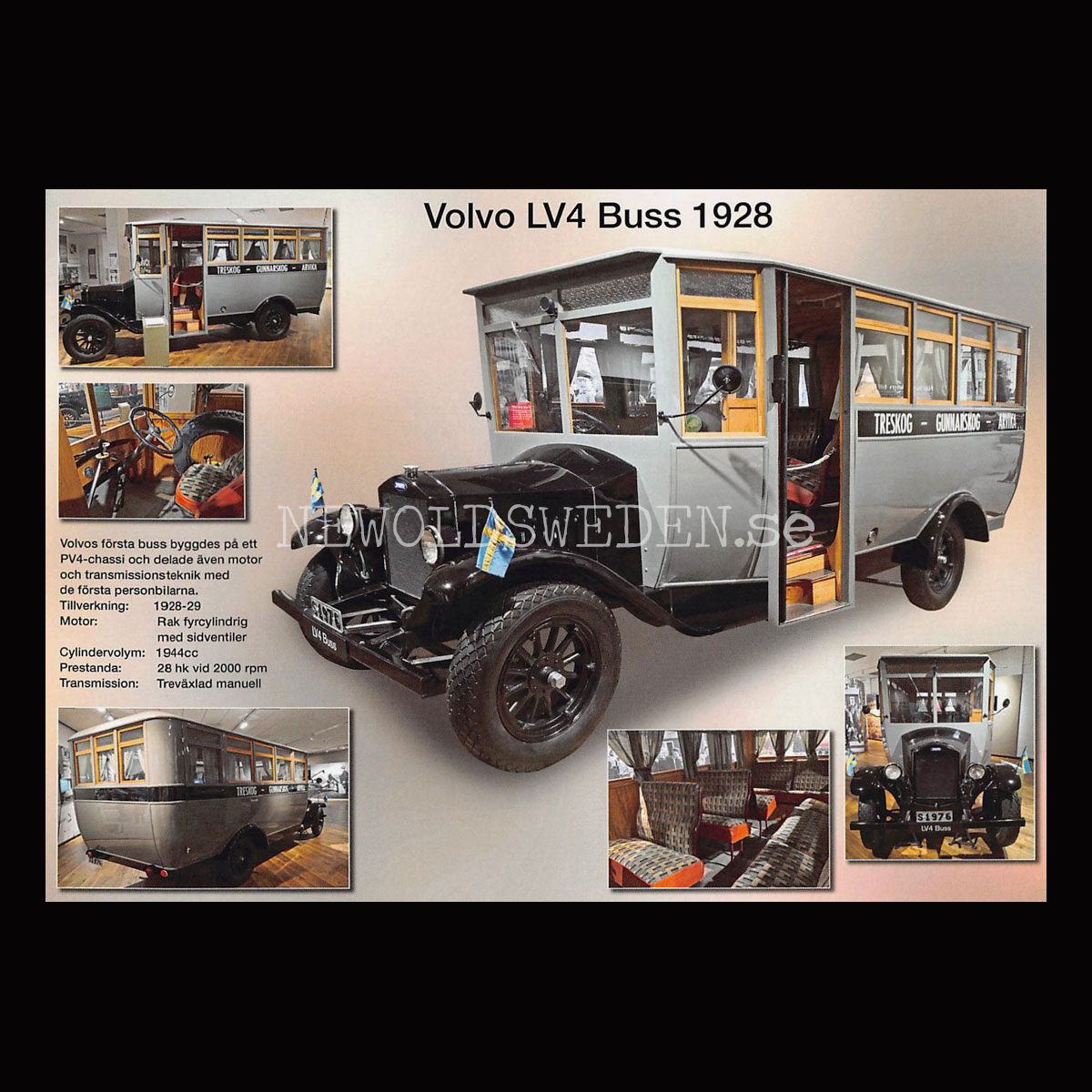 Volvo LV4 Buss 1928 - Volvos första buss - Vykort A5