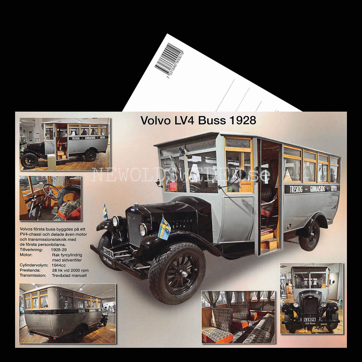 Volvo LV4 Buss 1928 - Volvos första buss - Vykort A5 - 3
