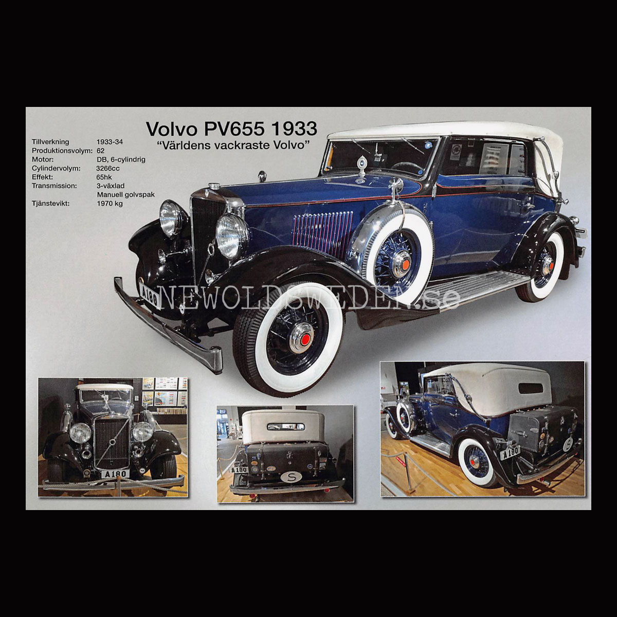 Volvo PV655 1933 Cab - Världens vackraste Volvo - Vykort A5