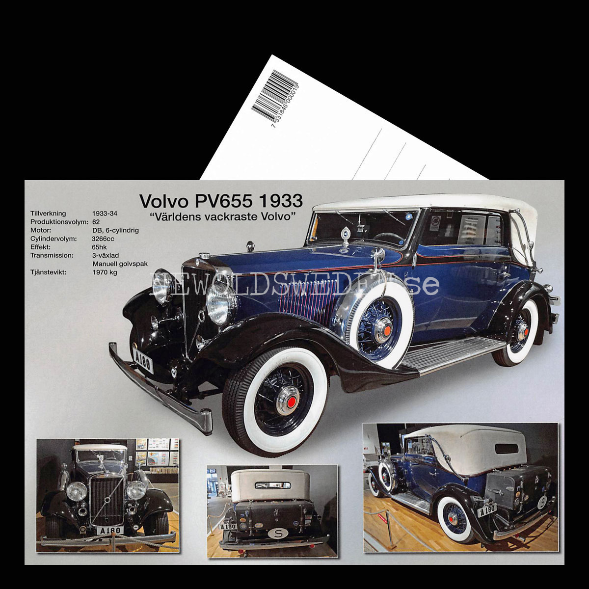 Volvo PV655 1933 Cab - Världens vackraste Volvo - Vykort A5 - 3