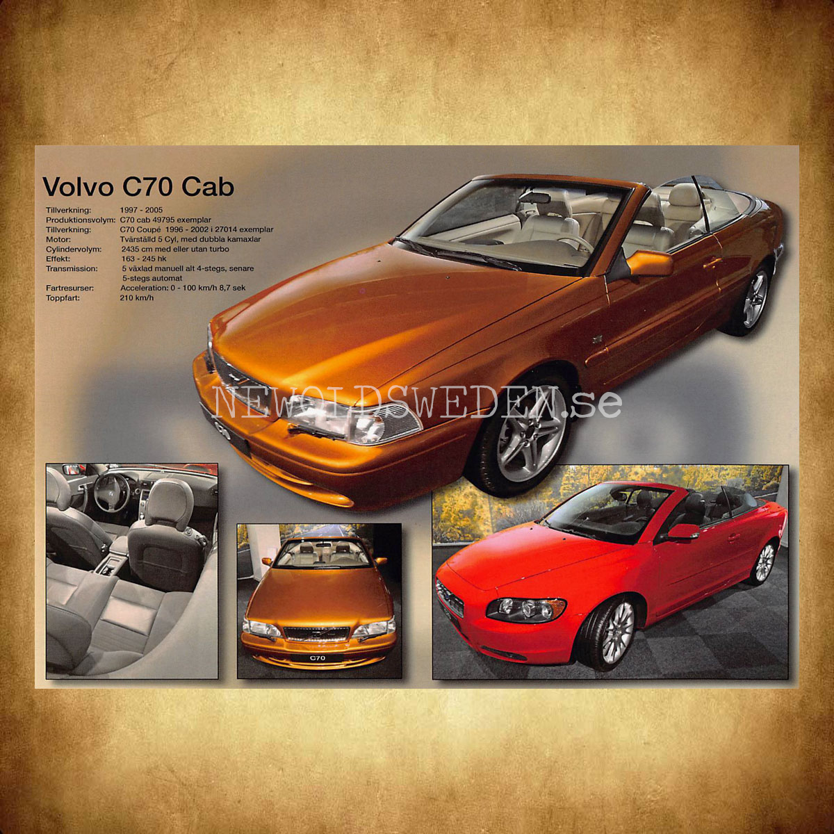 Volvo C70 Cab 1997 - 2005 - Vykort A5 - 2