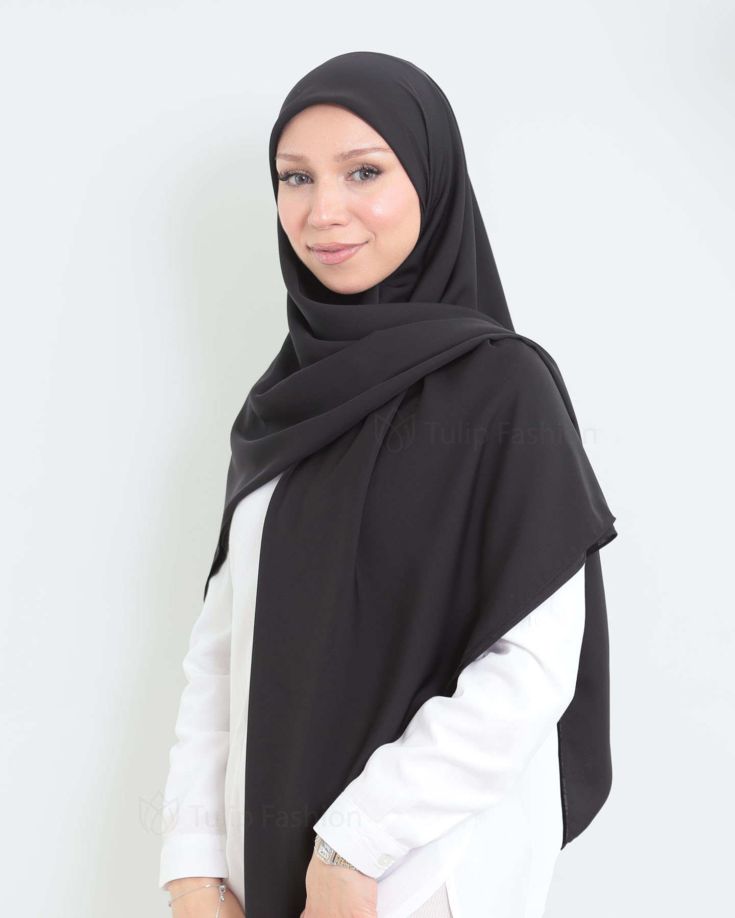 Hijab - Maxi Square Medina Chiffon - Black - 3