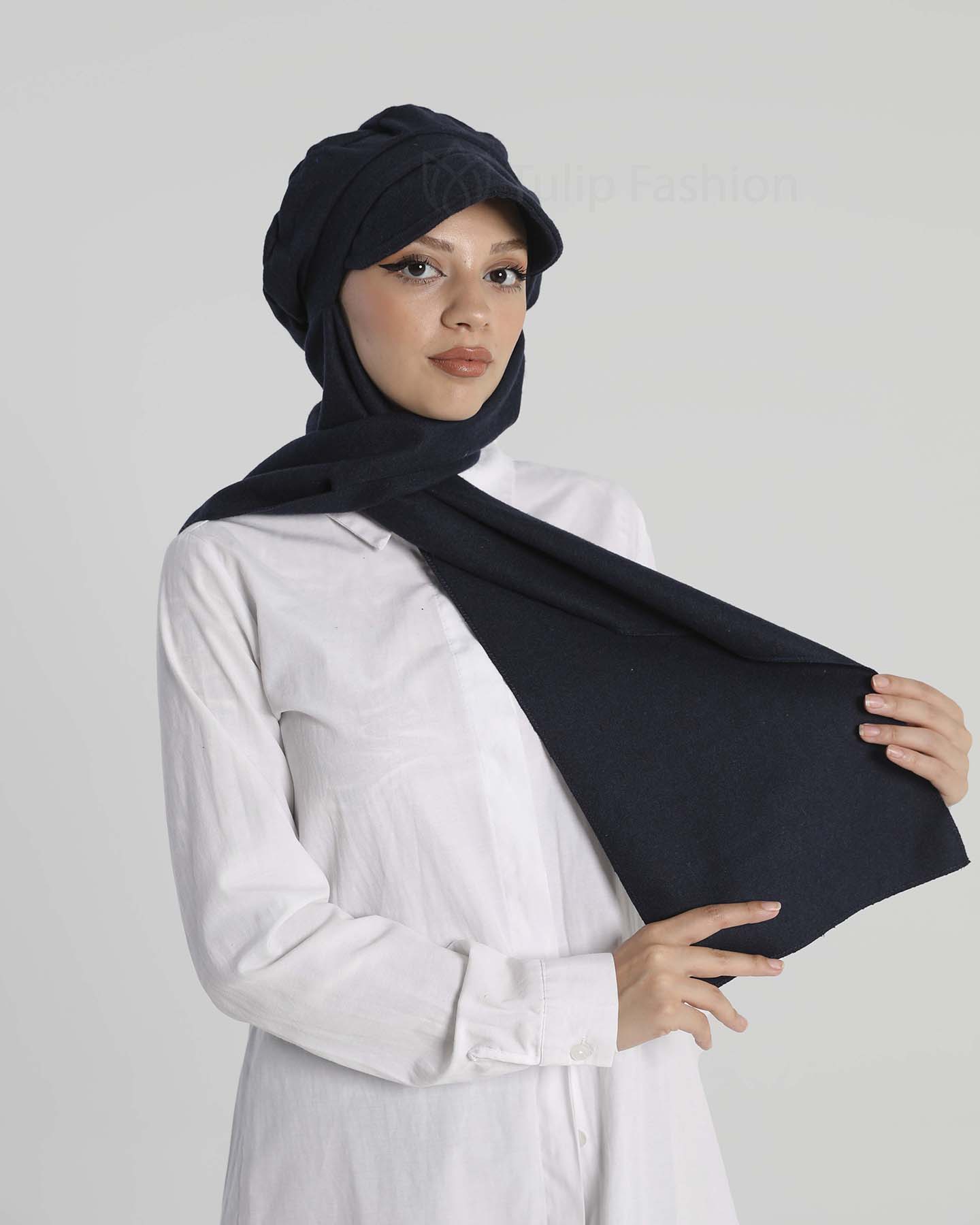 Mössa med sjal - Casandra - Midnattsblå - 2