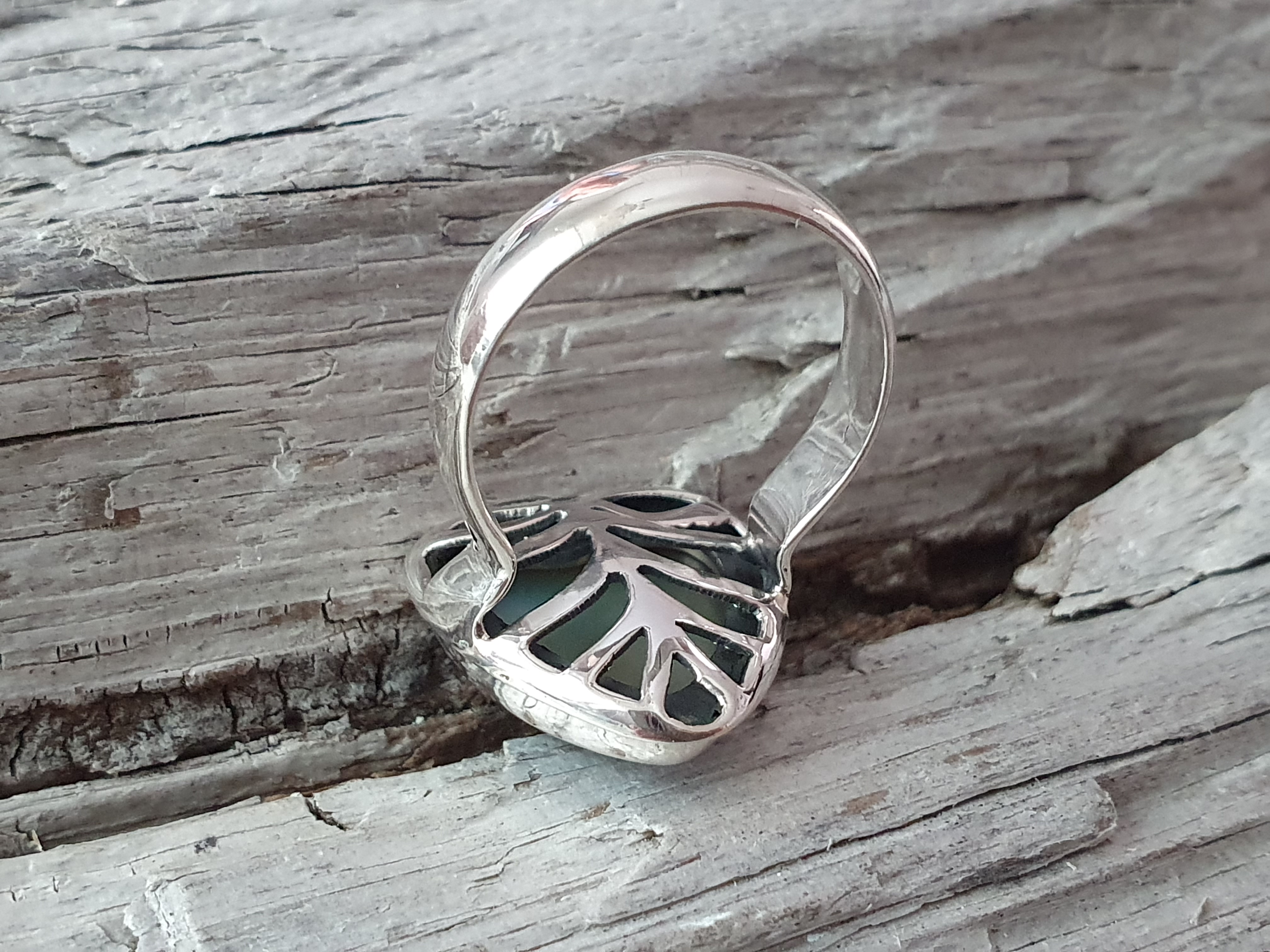 Maubepärla hjärta infärgad, ring 925-silver - 2