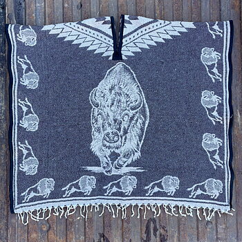 Poncho buffalo blå/svart 