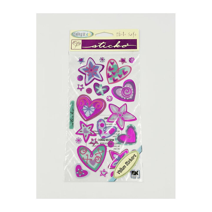 EK Success Sticko Vellum Stickers - Stars & Hearts