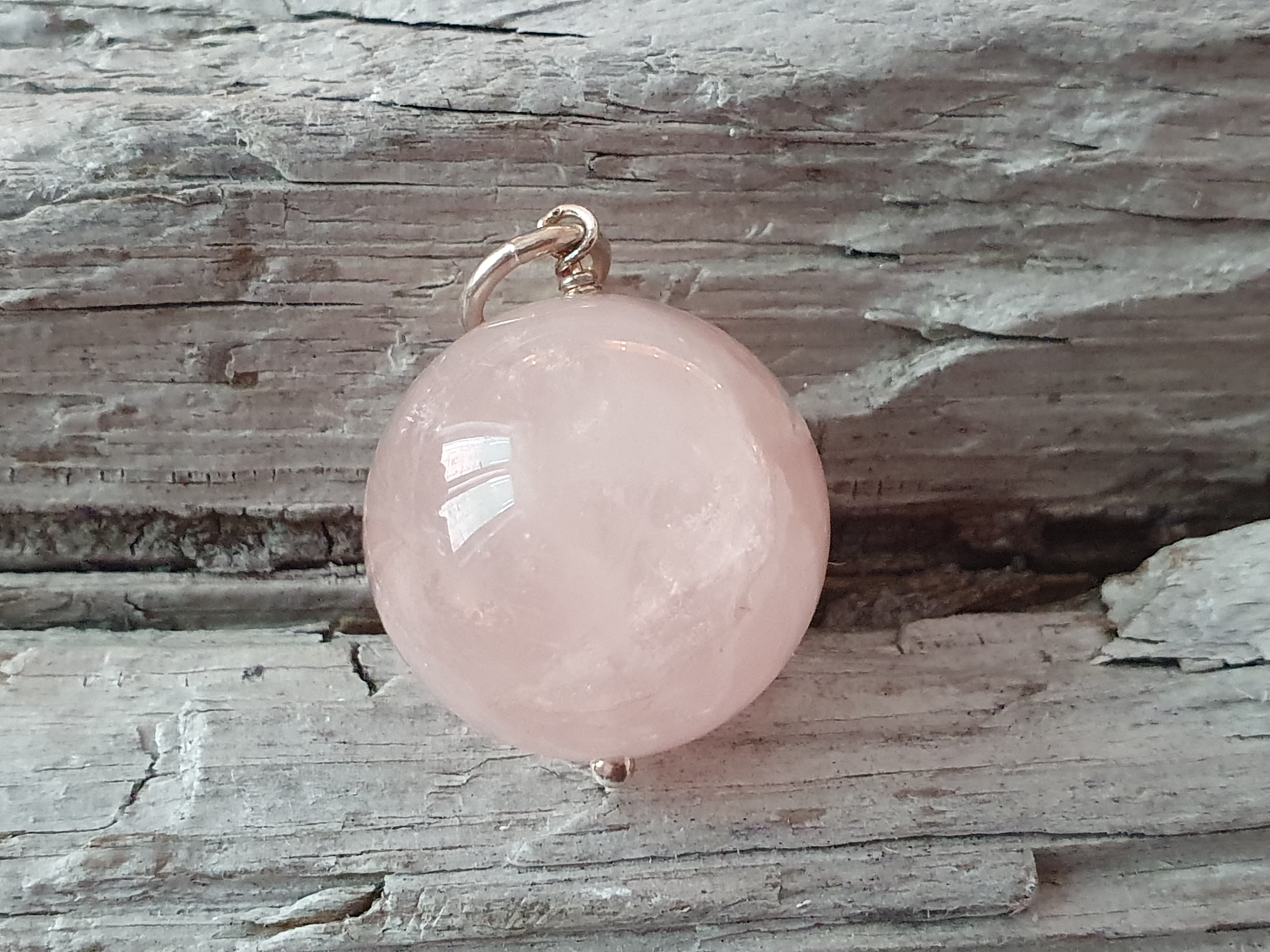 JOD Bubbles: Rosenkvarts kula 20mm hänge 925-silver