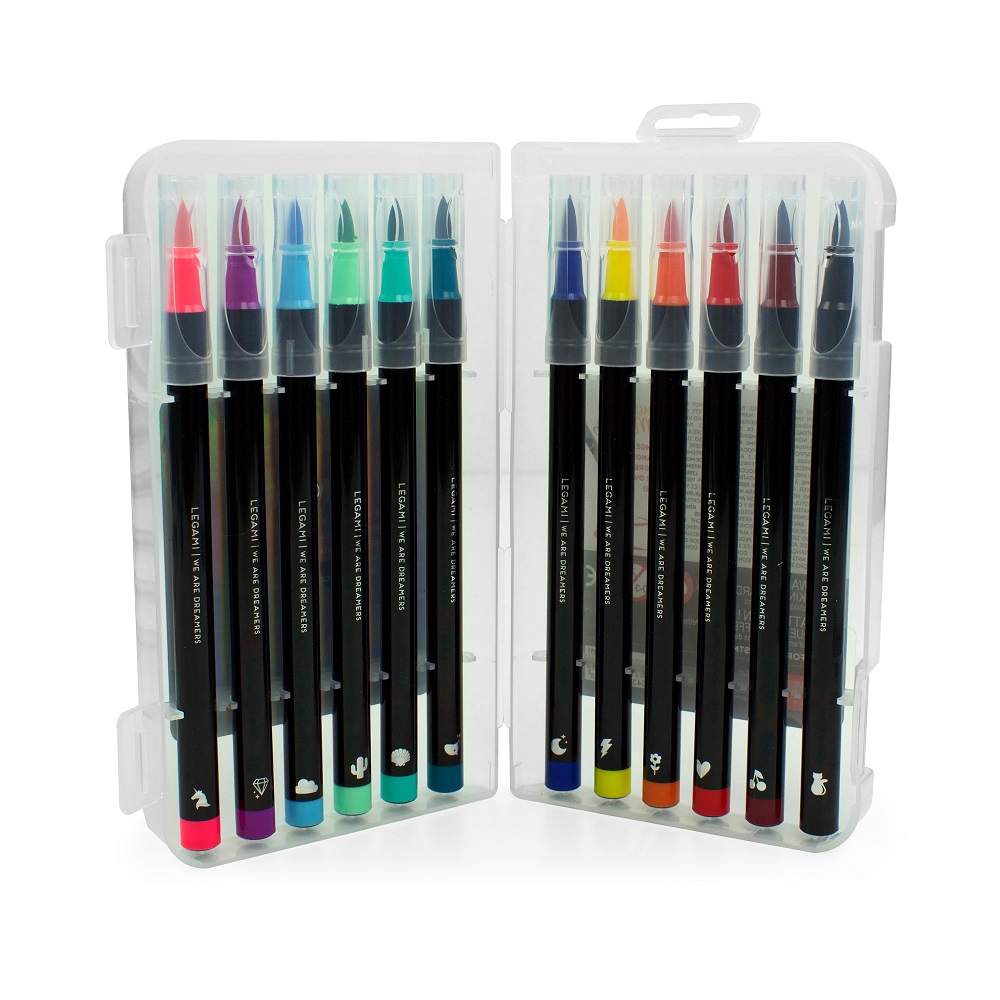 Brush markers, set med 12 st.