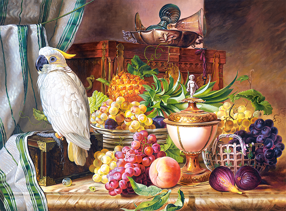 Still Life With Fruit and a Cockatoo, Josef Schuster, 3000-bitarspussel (C-300143)