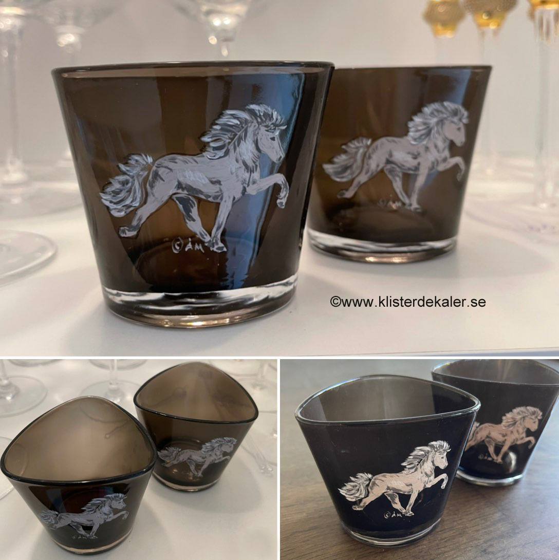Lantern tealights Icelandic horse glass hand-painted