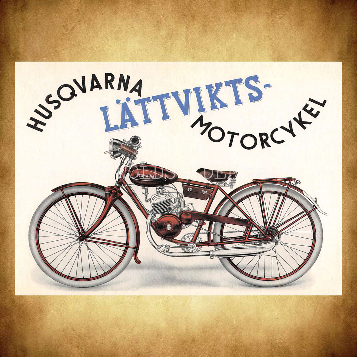 HUSQVARNA LÄTTVIKS-MOTORCYKEL - Vykort A5 - 2