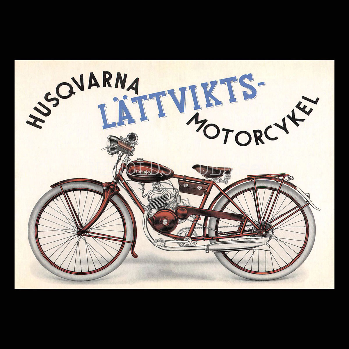 HUSQVARNA LÄTTVIKS-MOTORCYKEL - Vykort A5