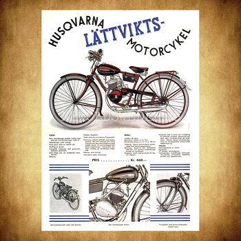 HUSQVARNA LÄTTVIKS-MOTORCYKEL - Vykort A5