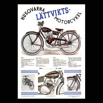 HUSQVARNA LÄTTVIKS-MOTORCYKEL - Vykort A5