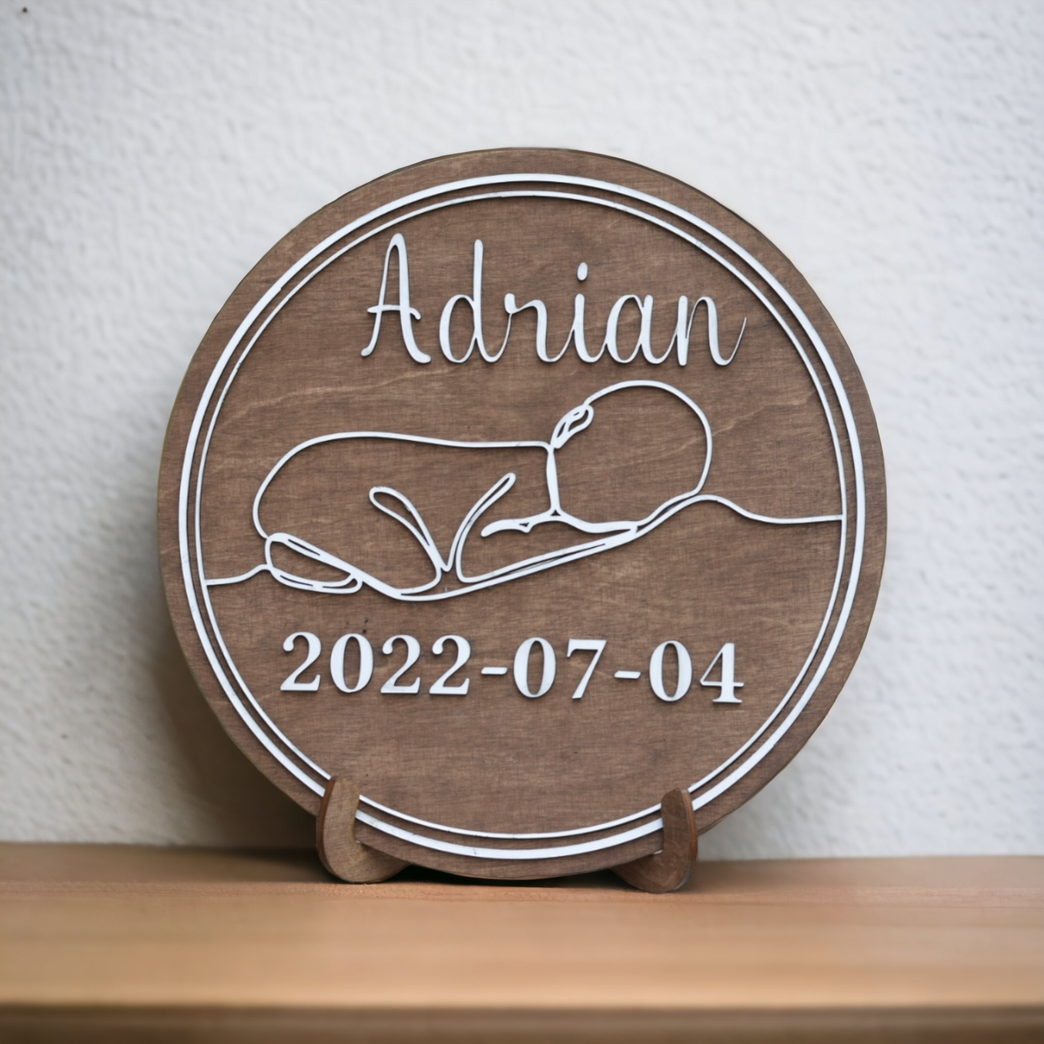 Namn & datum träskylt Personlig gravyr