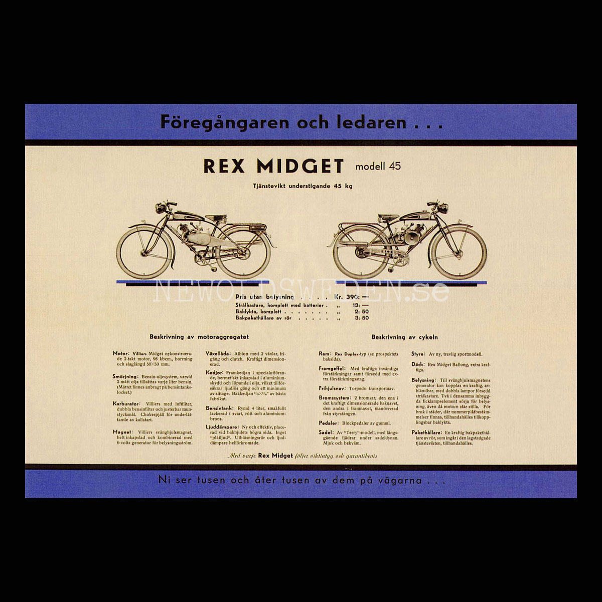 REX MIDGET Modell 45 - Vykort A5