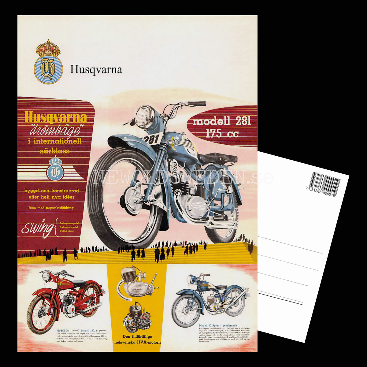 HUSQVARNA Modell 281 175 cc / Modell 30, 230 och 30 Sport - Vykort A5 - 3