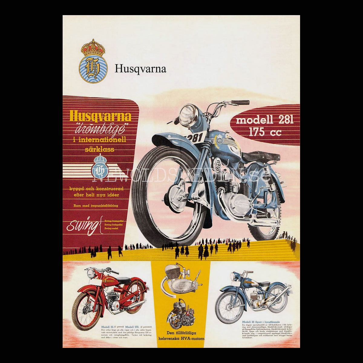 HUSQVARNA Modell 281 175 cc / Modell 30, 230 och 30 Sport - Vykort A5