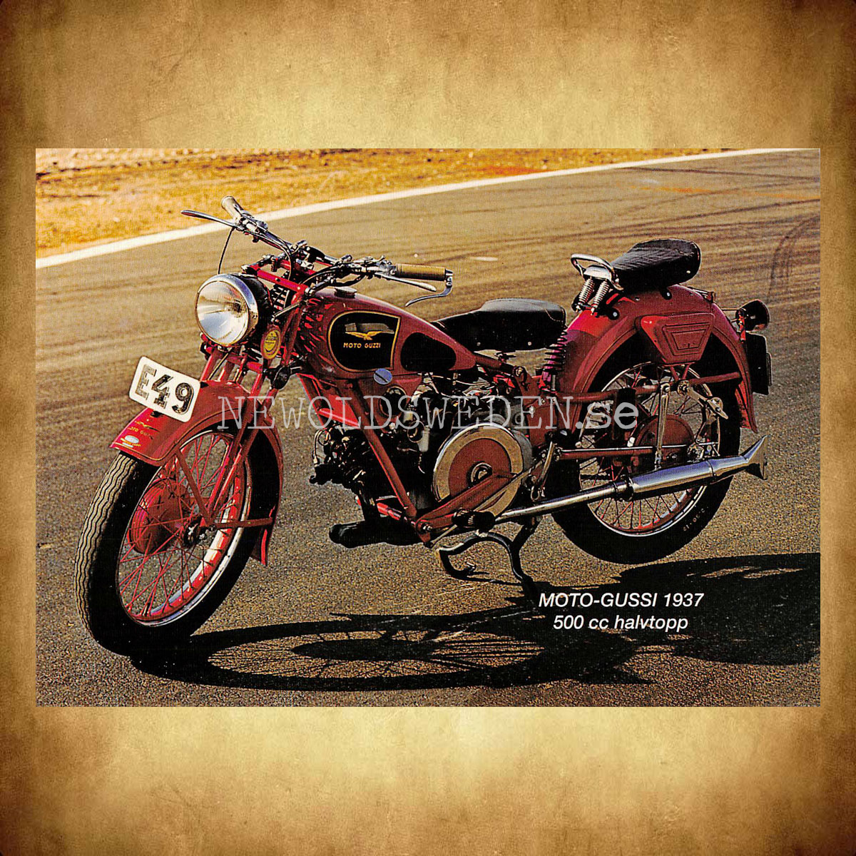 MOTO GUSSI 1937 - 500cc halvtopp - Vykort A5 - 2