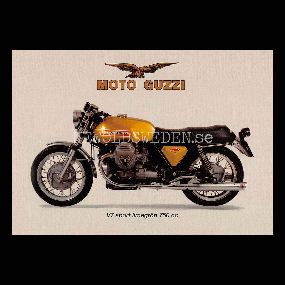 MOTO GUSSI V7 Sport Limegrön 750 cc - Vykort A5