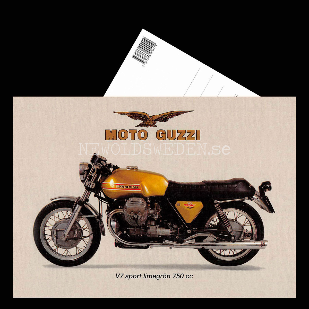 MOTO GUSSI V7 Sport Limegrön 750 cc - Vykort A5 - 3