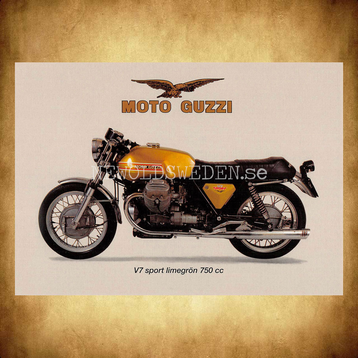 MOTO GUSSI V7 Sport Limegrön 750 cc - Vykort A5 - 2