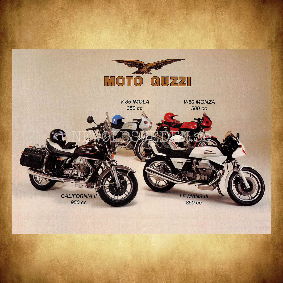 MOTO GUSSI IMOLA MONZA CALIFORNIA LE MANS - Vykort A5 - 2