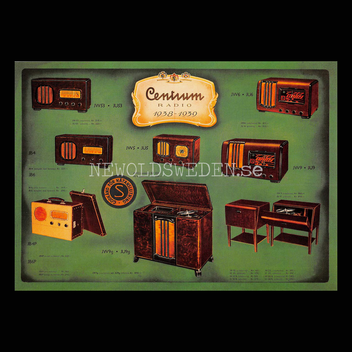 Centrum RADIO Modellprogram 1938-1939 - Vykort A5