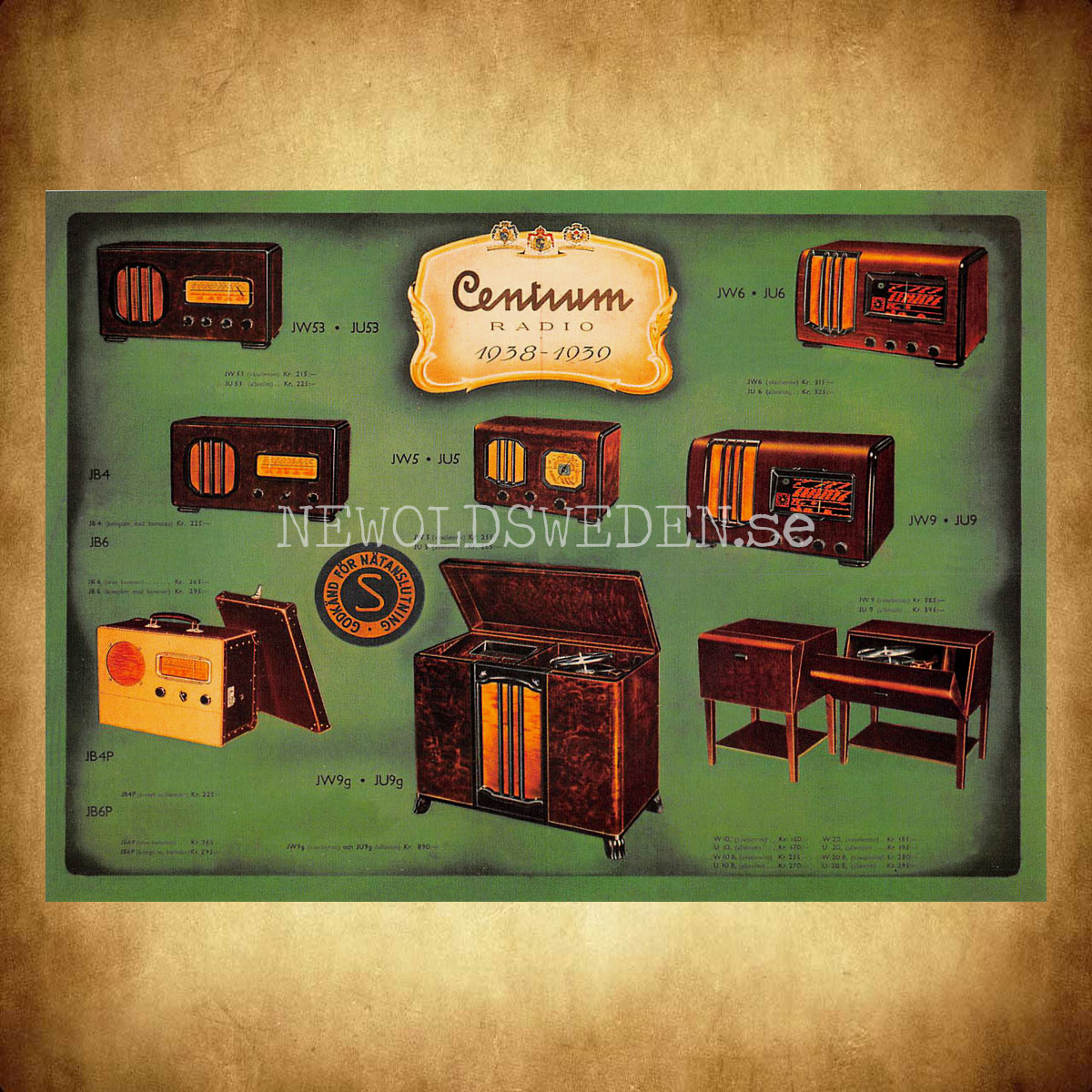Centrum RADIO Modellprogram 1938-1939 - Vykort A5 - 2