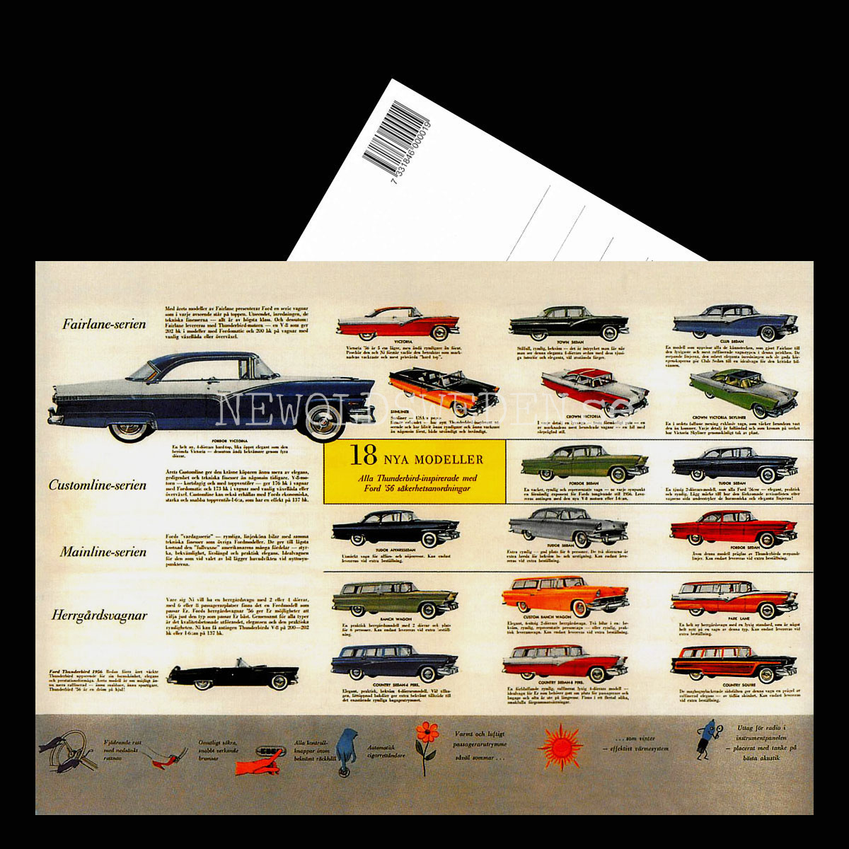 Ford - 18 NYA MODELLER - Vykort A5 - 3
