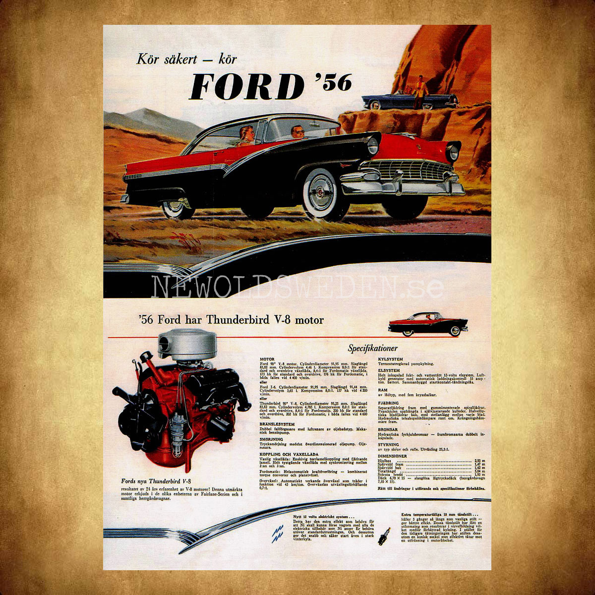 Ford '56 har Thunderbird V8 motor - Vykort A5 - 2