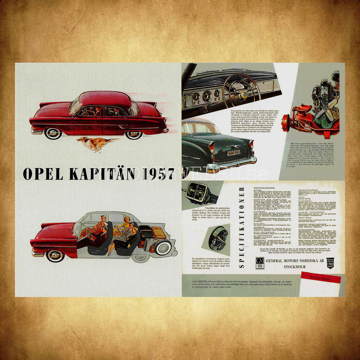 OPEL KAPITÄN 1957 - GM Stockholm - Vykort A5 - 2