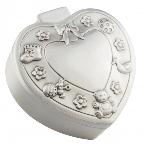 Smykkeskrin Heart Tin finish Bamse indretning
