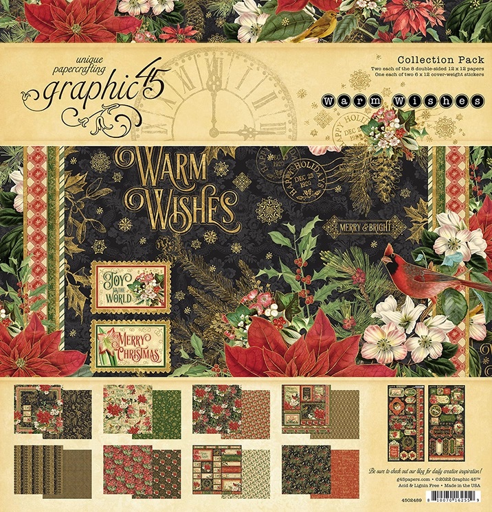 Graphic45 - Warm Wishes - Collection pack 12x12" inkl stickersark