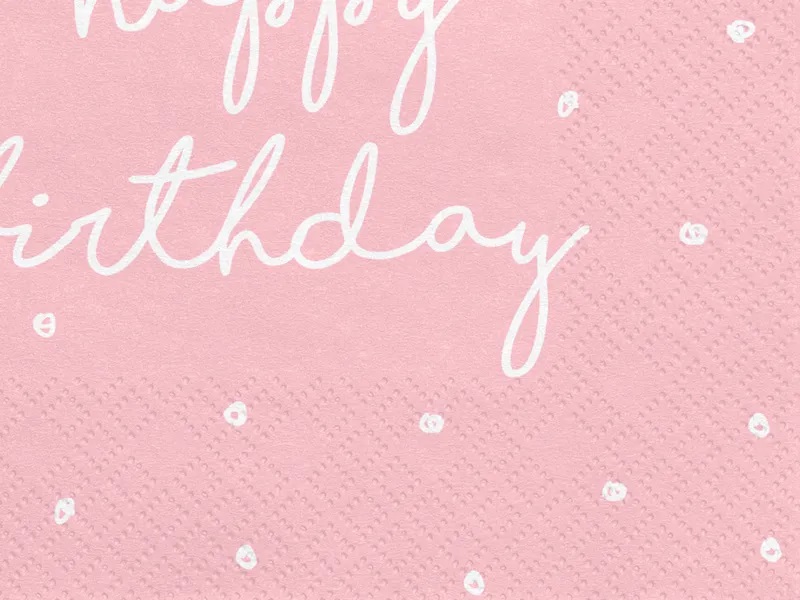 Servetter rosa happy birthday 33x33cm 20st - 2