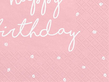 Servetter rosa happy birthday 33x33cm 20st