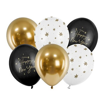 Ballongbukett - Nyår "Happy new year" - 6-pack