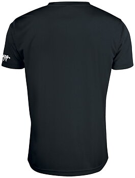 Basic Active-T-shirt, junior- och seniormodell, med NIF-gymnasternas logo i turkost