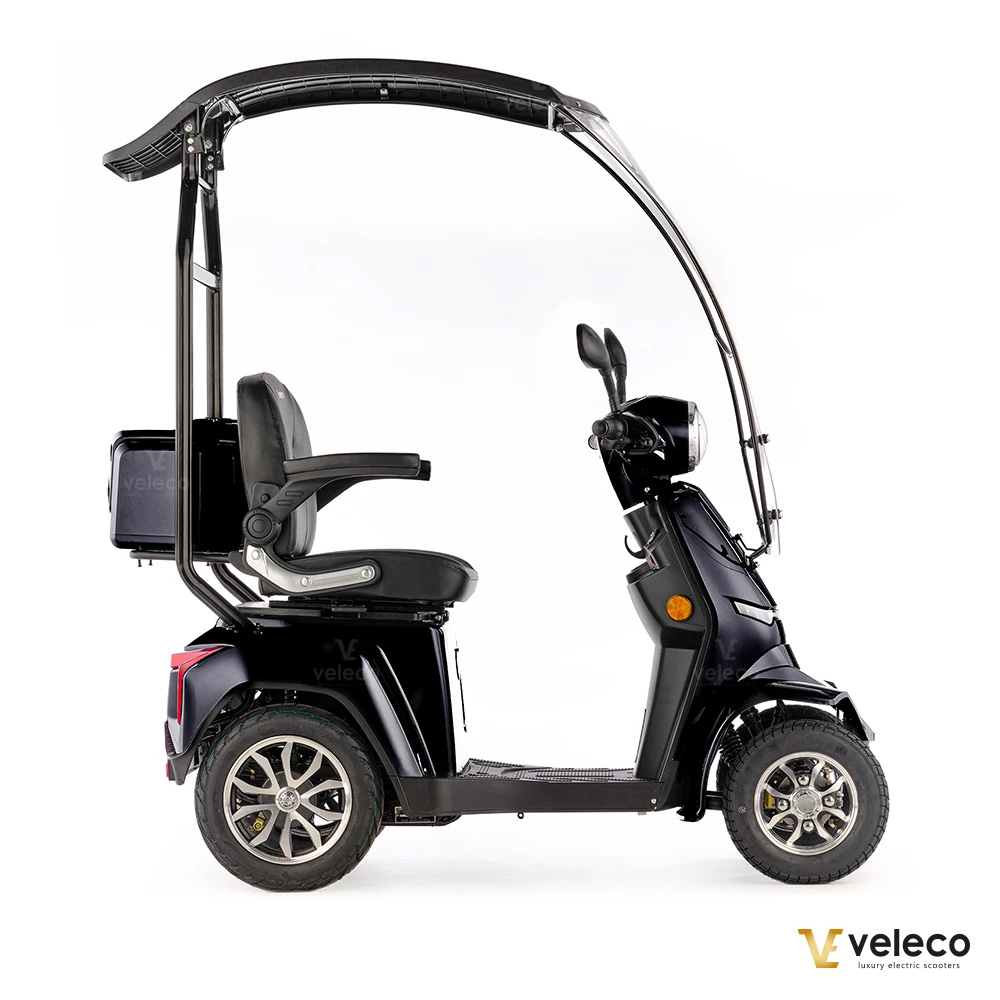 Promenadscooter med tak från sidan svart promenadscooter bäst i test 4hjul också kallad för promenadskoter permobil med tak