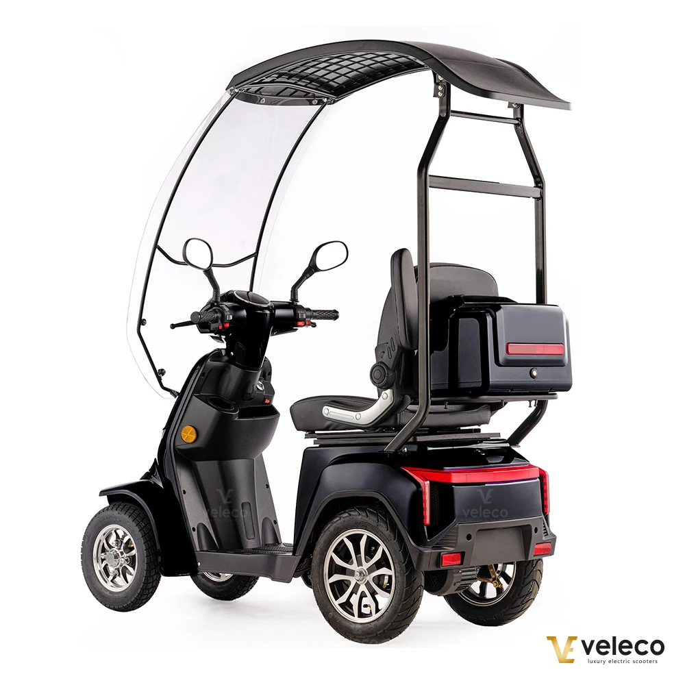 Promenadscooter med tak bakifrån svart promenadscooter bäst i test 4hjul också kallad för promenadskoter permobil med tak